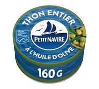 Petit Navire Thon Entier à l'Huile d'Olive Bio MSC - Savoureux et Respectueux - 160g - Le Lot De 3