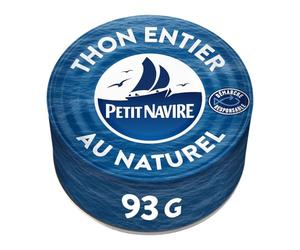 PETIT NAVIRE Thon Entier au Naturel - Boîte de 93 g - Conserves de poisson en métal - Authentique et sans additifs - Issu d'une démarche responsable - Lot de 4