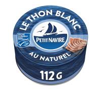 PETIT NAVIRE Thon Entier Blanc au Naturel - Pêche Durable MSC - Boîte de 112 g - Conserves de Poisson Pratique et Malin - Lot de 3