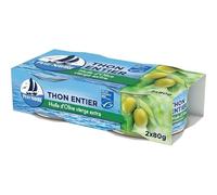 PETIT NAVIRE Thon Entier MSC à l'Huile d'Olive Vierge Extra (2x80g) - Riche en Protéines et Oméga 3 - Conservation Naturelle - Idéal en Salade ou - Lot De 3 - Vendu Par Lot