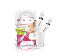 PETIT NEZ Kit de Seringues nasales Mouche bébé Seringue nasale 2pcs 10 ml + récipient 50ml + Brosse Offerte | Irrigateur nasal pour bébés et enfants | Sérum physiologique | Hygiène du nez
