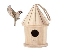 Petit nichoir en Bois, Nichoir Suspendu Rond Traditionnel en Bois à Faire soi-même for Jardin extérieur, nichoir à merles Rouges-Gorges