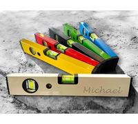 Petit niveau à bulle personnalisé avec nom de votre choix - Balance directionnelle avec gravure - Balance de maçon - Cadeau pour homme - Cadeau d'anniversaire pour papa - 30 cm (jaune)
