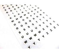Petit Noir Lettres On 8.5mm (0.3 Pouce) Rond Transparent Étiquettes, Auto-Adhésif Alphabet A-Z Autocollants