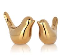 Petit Oiseau Decoratif,Lot de 2 statues de petit animal,Oiseau decoration,Statue decoration interieur,doré sculptures décoratives,Oiseaux pour salon,chambre,bureau,armoires,bureau,mariage (doré) XMGZQ