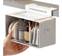 Petit Organisateur Comptoir Salle de Bain | Boîte Amovible Transparente Sans Perçage - Rangement Compact Salle de Bain - pour baignoire, douche, chambre, dortoir, placard, sous évier, derrière la port
