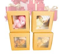 Petit ours dans une boîte | 4 petits ours de luxe en carte, décoration de la maison pour chambre, bureau, maison, Noël, école de l'école