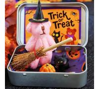 Petit Ours Dans Une Boîte pour Trick or Treat-Halloween Jouets Interactifs | Mini Joli Ours En Peluche Cadeau avec Chapeau Sorcier,Kits de Décoration Halloween Citrouille et Chat pour Cadeaux Festival