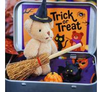 Petit Ours Dans Une Boîte pour Trick or Treat-Halloween Jouets Interactifs | Mini Joli Ours En Peluche Cadeau avec Chapeau Sorcier,Kits de Décoration Halloween Citrouille et Chat pour Cadeaux Festival