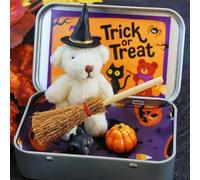 Petit Ours Dans Une Boîte pour Trick or Treat-Halloween Jouets Interactifs | Mini Joli Ours En Peluche Cadeau avec Chapeau Sorcier,Kits de Décoration Halloween Citrouille et Chat pour Cadeaux Festival
