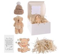 Petit ours de poche doux en peluche avec carte de vœux, mini câlin réconfortant pour soulager l'anxiété, cadeau encourageant pour se rétablir et anniversaire