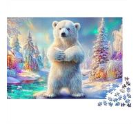 Petit Ours Polaire Mignon se Tient Debout Puzzle De 1000 Pièces Polar Bear Pattern Loisirs Familiaux pour Adultes Et Enfants 52x38cm/1000pcs