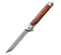 Petit Outil Pratique - Couteau en Acier Tranchant Antidérapant en Bois - Pour Camping et Extérieur - Couteau de Chasse Pliant Avec Fourreau en Cuir - Cadeau