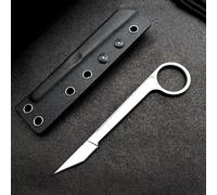 Petit outil pratique en acier - Couteau tranchant antidérapant argenté - Couteau de survie portable - Couteau de chasse edc - Couteau de chasse léger - Couteau de cou droit - Couteau de ceinture -