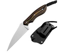 Petit outil pratique en acier - Couteau tranchant - Robuste - Résistant à l'abrasion - Couteau de camping - Couteau d'extérieur - Couteau de chasse - Lame fixe - Couteau de ceinture avec fourreau
