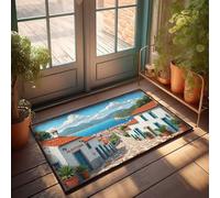 Petit paillasson Albufeira : un village méditerranéen au bord de la mer paillasson pour porte d'entrée extérieure (50 x 80 cm)