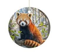 Petit panda rouge - Décorations de Noël en céramique - 7,6 cm - Double face - Décoration à suspendre pour maison, fête, hôtel, cadeau pour enseignant, voisin, ami