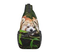 Petit Panda Rouge Étoiles Étoiles de l'est Sac à Dos bandoulière pour Femmes Hommes Sac de Poitrine pour Camping vélo Voyage Cyclisme