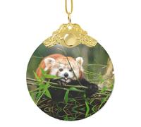 Petit panda rouge imprimé décorations ornement pour sapin de Noël, fermoir en métal à suspendre pour décoration de vacances