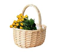 Petit Panier À Fleurs en Osier - Panier À Fleurs en Osier Et Rotin -t - Panier De Pique-Nique - Panier À Fleurs en Rotin Tressé - Panier À Légumes pour Fruits Et Légumes 10x20x17cm