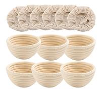 Petit panier à pain rond en rotin naturel de 11 cm avec doublure en tissu pour levain, bannetons, fermentation, pain, pâtisserie, ustensile de boulangerie