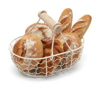Petit panier à œufs en fil métallique de ferme avec poignée en bois, support de rangement rustique pour la collecte des œufs frais