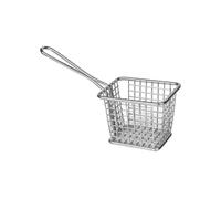 Petit panier carré de présentation inox avec manche long 80 mm