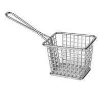 Olympia Petit panier carré de présentation avec manche long, en acier inoxydable, taille : 80 (H) x 100 (L) x 80 (P) mm, usage professionnel et domestique, GG866