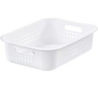 SMARTSTORE Panier de Rangement en Plastique Recyclé - Petit Bac de Rangement Sans Couvercle - Blanc - Emboîtable et Empilable - Garantie 10 ans - L 37 x l 28 x H 10 cm - 6L