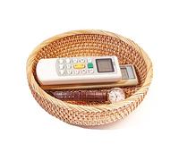 Petit panier de rangement rond pour clés pour table d'entrée, table en osier, panier tissé pour portefeuille, télécommande, cartes, crackers, fruits et bonbons