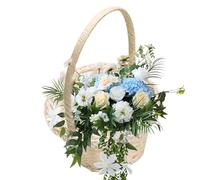 Petit panier en osier avec poignée | Petit panier à fleurs vide en rotin | Petit panier à fleurs | Décoration de fête pour placer des fleurs, des fleurs séchées ou des fleurs artificielles