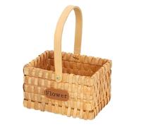 Petit Panier Osier Panier de fleurs tissé à la main de style rustique décoratif avec rangement de panier à poignée(Rectangle)