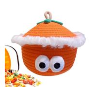 Petit panier, panier tissé à l'épreuve poussières Halloween, 7,09x7.09x6,3 pouces rangement en forme de kakis avec des yeux mignons, paniers polyvalents pour clés, collations, les fils