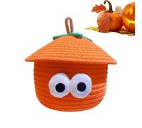 Petit panier, panier tissé à l'épreuve poussières Halloween, 7,09x7.09x6,3 pouces rangement en forme de kakis avec des yeux mignons, paniers polyvalents pour clés, collations, les fils