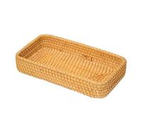Petit panier rectangulaire en osier - Plateau de rangement peu profond en rotin pour clés, table basse, coiffeuse | Organisez télécommande, bijoux, cosmétiques dans le salon et la chambre à coucher