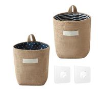 Petit panier suspendu avec 2 pièces autocollantes - Petit panier de rangement mural suspendu - Petits paniers suspendus - Panier à suspendre - Peut être utilisé dans les salles de bains, cuisines et