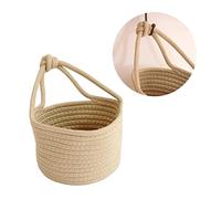 Petit Panier Suspendu Tressé en Corde de Coton, Rangement Décoratif | Beige, Tissu Résistant pour Jouets et Petites Affaires, Stable, pour Aire de Jeu et Maison