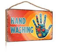 Petit panneau « No Soliciting » pour le lavage des mains est essentiel pour la santé. Grand panneau décoratif amusant pour la maison (15 x 28 cm)