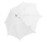 Petit Parapluie en Dentelle, Parasol Vintage Mariage Mariée Parapluie Poignée Décoration pour Photo Costume Fête Fournitures(L-Blanc)