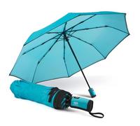 Petit Parapluie Femme Pliant Ouverture Fermeture Automatique - Parapluie Fille Résistant au Vent avec Poignée Extra Plate - Ombrelle Pliable Léger - Diamètre 95 cm (Bleu Fluo)