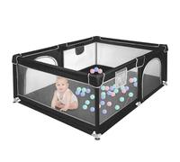 Petit Parc Bébé Pliable 90x90cm, Parc Jeux Maille Douce Respirante, Enfant Intérieur Extérieur 120*160*66cm-Noir