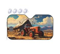 Petit pare-soleil de voiture imprimé tracteur rouge ferme - Pare-soleil pliable réfléchissant bloque les rayons UV, pour voiture, camion, SUV