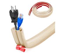 Petit passe-câbles flexible, autocollant, 1 m x 2 cm, cache-câbles flexible, facile à couper, montage pour tous les câbles d'alimentation, maison, bureau, entrepôt (grain de chêne blanc)