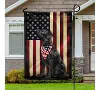 Petit Pavillon Drapeau de jardin américain patriotique avec un labrador