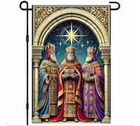 Petit Pavillon Drapeau de Noël avec la scène des Rois mages et de | l'Épiphanie Petite bannière Carnaval 12x18in Léger Drapeau de jardin Couleur Vive Drapeau personnalisé Anniversaires