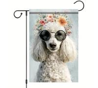 Petit Pavillon Lunettes de soleil à couronne de fleurs avec un caniche