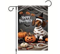 Petit Pavillon Seau de bonbons citrouille momie teckel pour Halloween