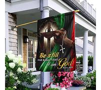 Petit Pavillon Soyez tranquilles et connaissez le christianisme africain | Drapeau Carnaval 12x18in Double Face Drapeau de jardin Résistant Aux Intempéries Bannière personnalisé Balcon