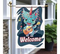 Petit Pavillon Un mignon dinosaure bleu jouant de la guitare, fête de