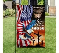 Petit Pavillon Une nation sous la protection de Dieu, Eagle, | christianisme, patriotisme Bannière de jardin Anniversaires 12x18in Double Face Drapeau personnalisé Résistant Aux